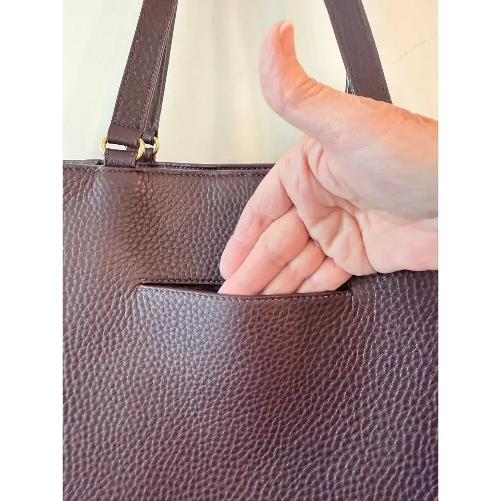 Dagne Dover Allyn Leather Tote Bag Women Red Dual Shoulder Strap Snap Closure